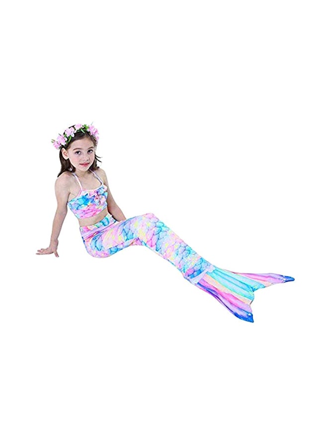 J&J 5-Piece Mermaid Swimming Suit With Bikini Set Blue/Pink/Black - Image 3