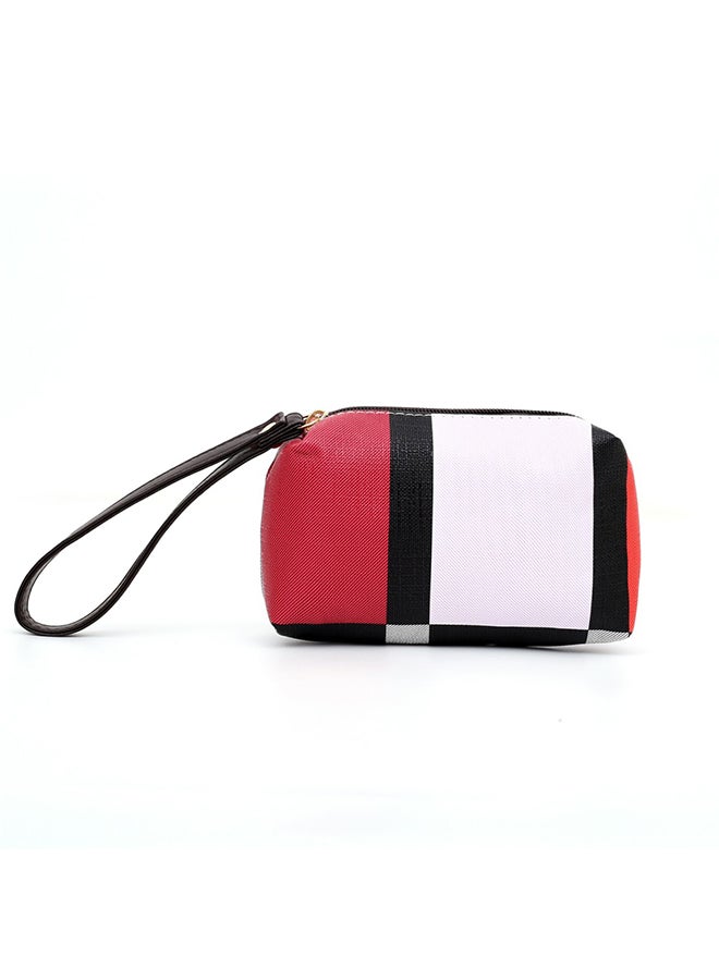 6-Piece Lattice Texture Handbag Set Red/Black/White - Image 4