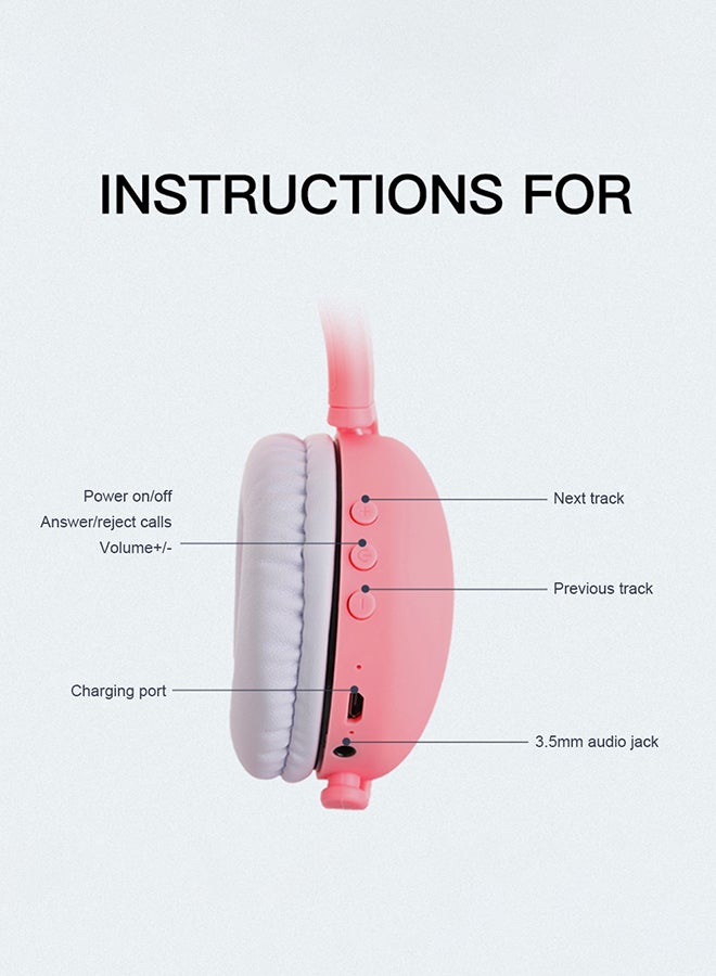 On-Ear Cat Ear Headphones Pink  - Image 4