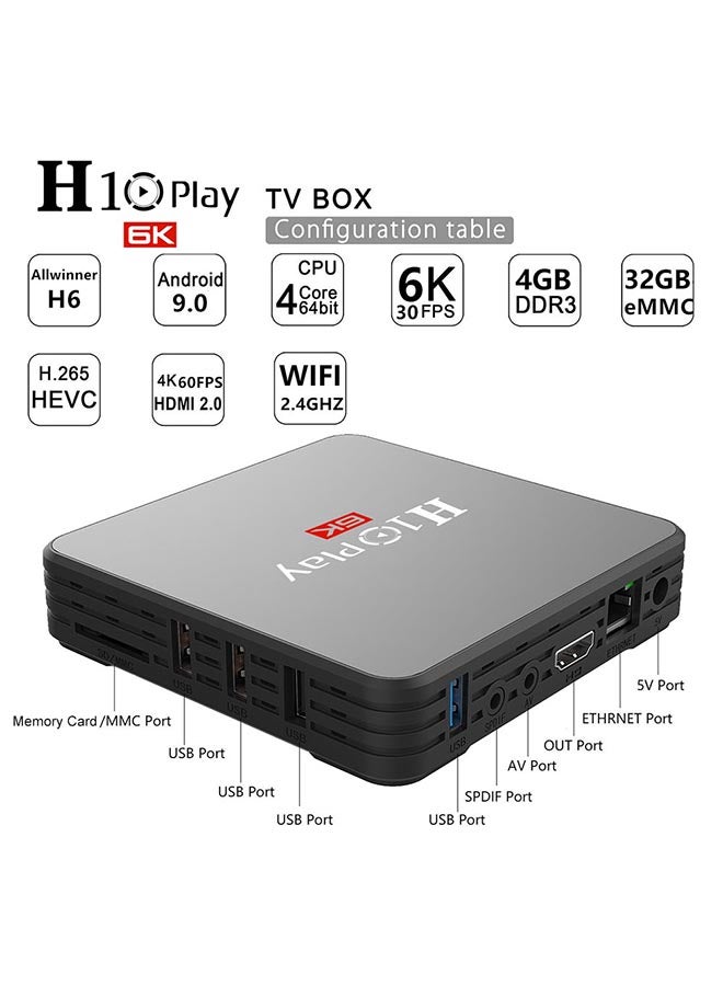 Smart TV Box Android 9.0 With 32 GB ROM H10 Black - Image 2