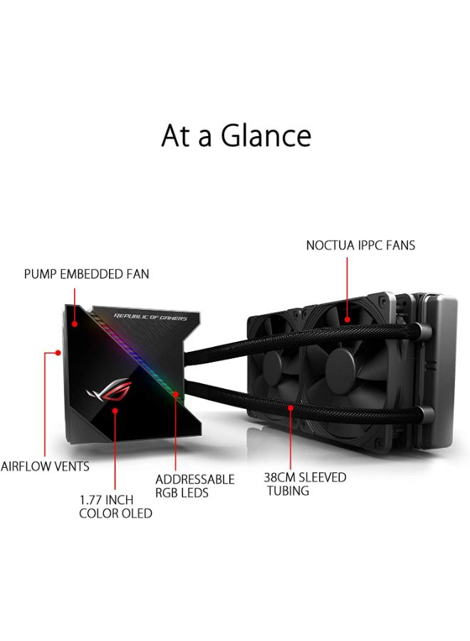 ASUS - ROG Ryujin 240 All-in-One Liquid CPU Cooler With Live Dash Colour OLED Black - Image 1