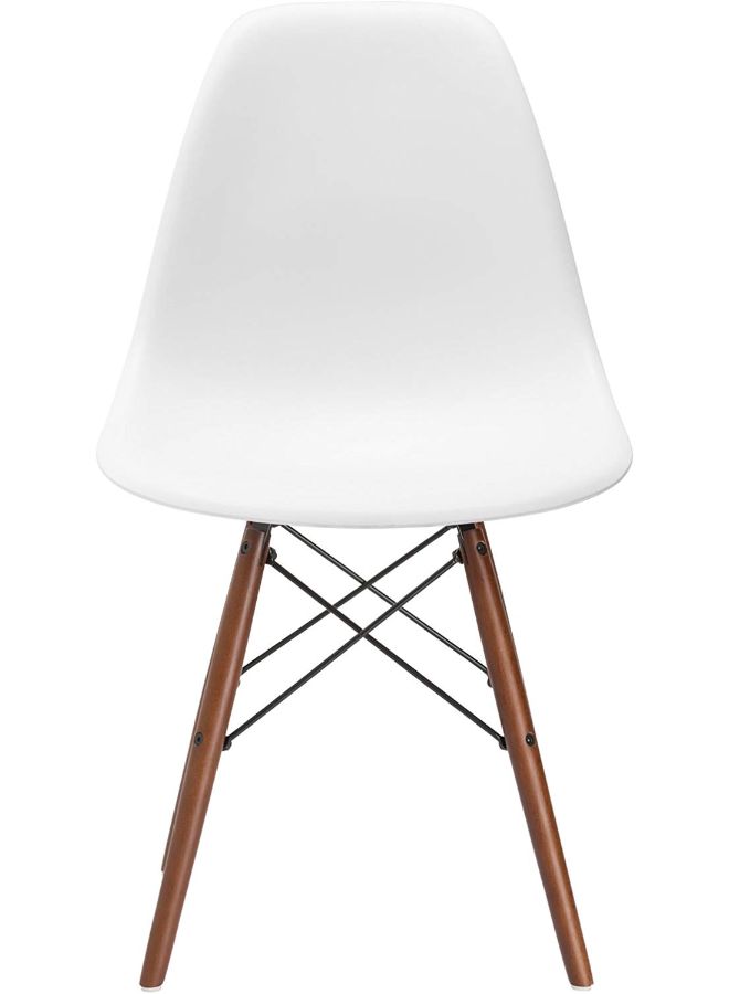 POLY & BARK Eames Style Chair With Walnut Wooden Legs White/Brown 49x49x70cm  - Image 2