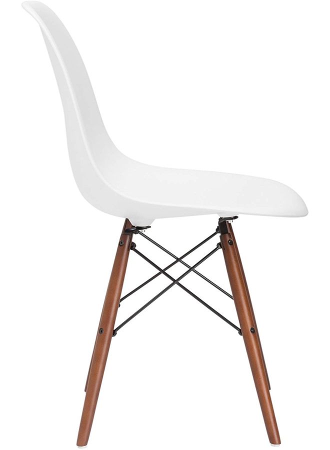 POLY & BARK Eames Style Chair With Walnut Wooden Legs White/Brown 49x49x70cm  - Image 3