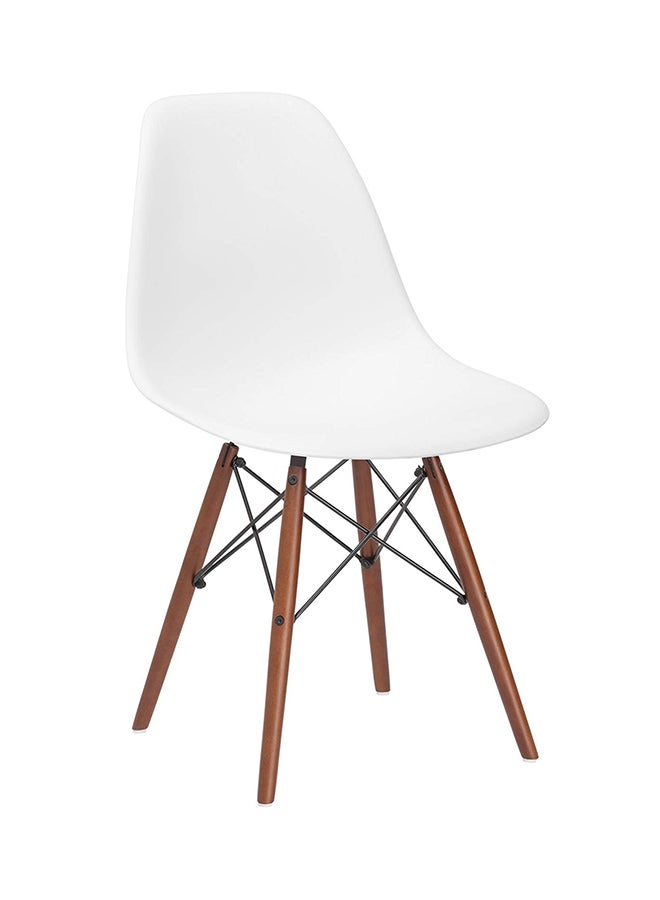 POLY & BARK Eames Style Chair With Walnut Wooden Legs White/Brown 49x49x70cm  - Image 1