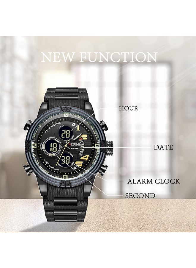 ميزومس ساعة يد رقمية وبعقارب وسوار من خليط معدني طراز J4379B-W unisex - Image 3