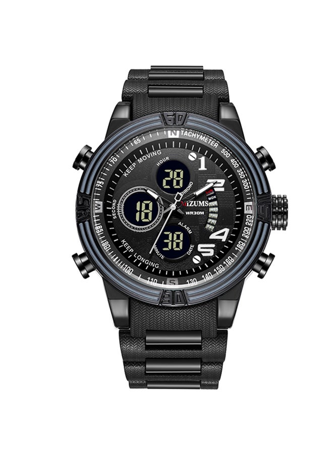 ميزومس ساعة يد رقمية وبعقارب وسوار من خليط معدني طراز J4379B-W unisex - Image 1