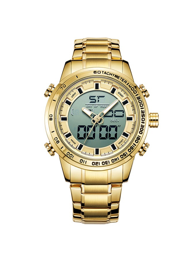 ميزومس ساعة يد رقمية وبعقارب وسوار من المعدن طراز J4377G unisex - Image 1