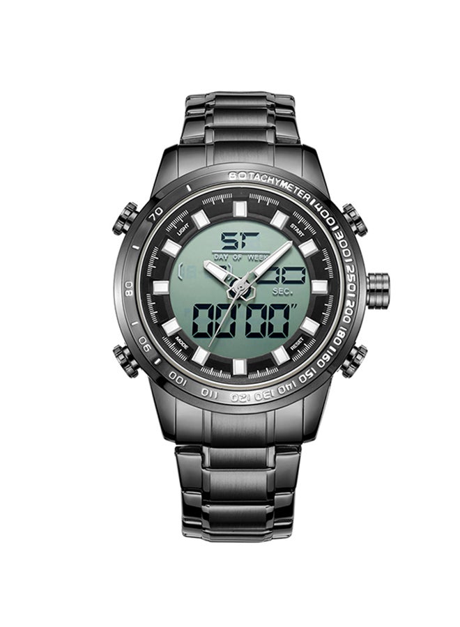 ميزومس ساعة يد رقمية وبعقارب بسوار من المعدن طراز J4377B unisex - Image 1