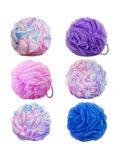 6-Piece Round Bath Sponge Loofah Multicolour