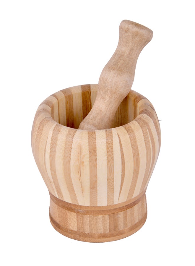 Ancient Style Wooden Mortar And Pestle Beige/Brown 10centimeter 