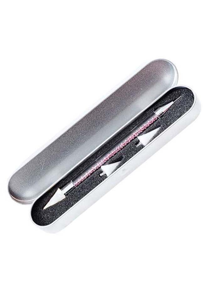 HiMo Dual-Ended Nail Rhinestone Picker Dotting Pen With Case White/Silver/Clear - Image 2