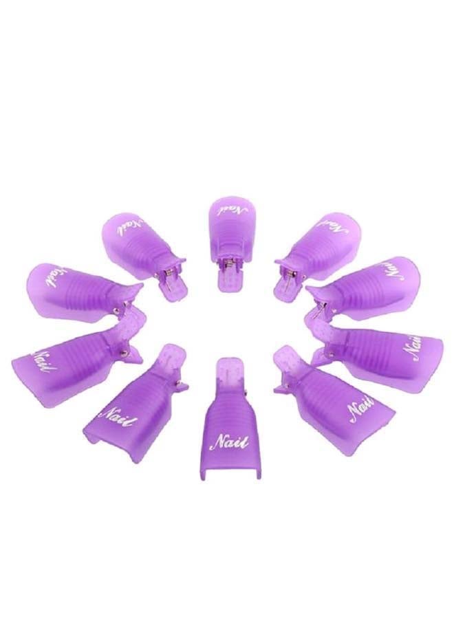Yimart - 10-Piece Soak Off Gel Polish Remover Cap Clip Set Purple - Image 1