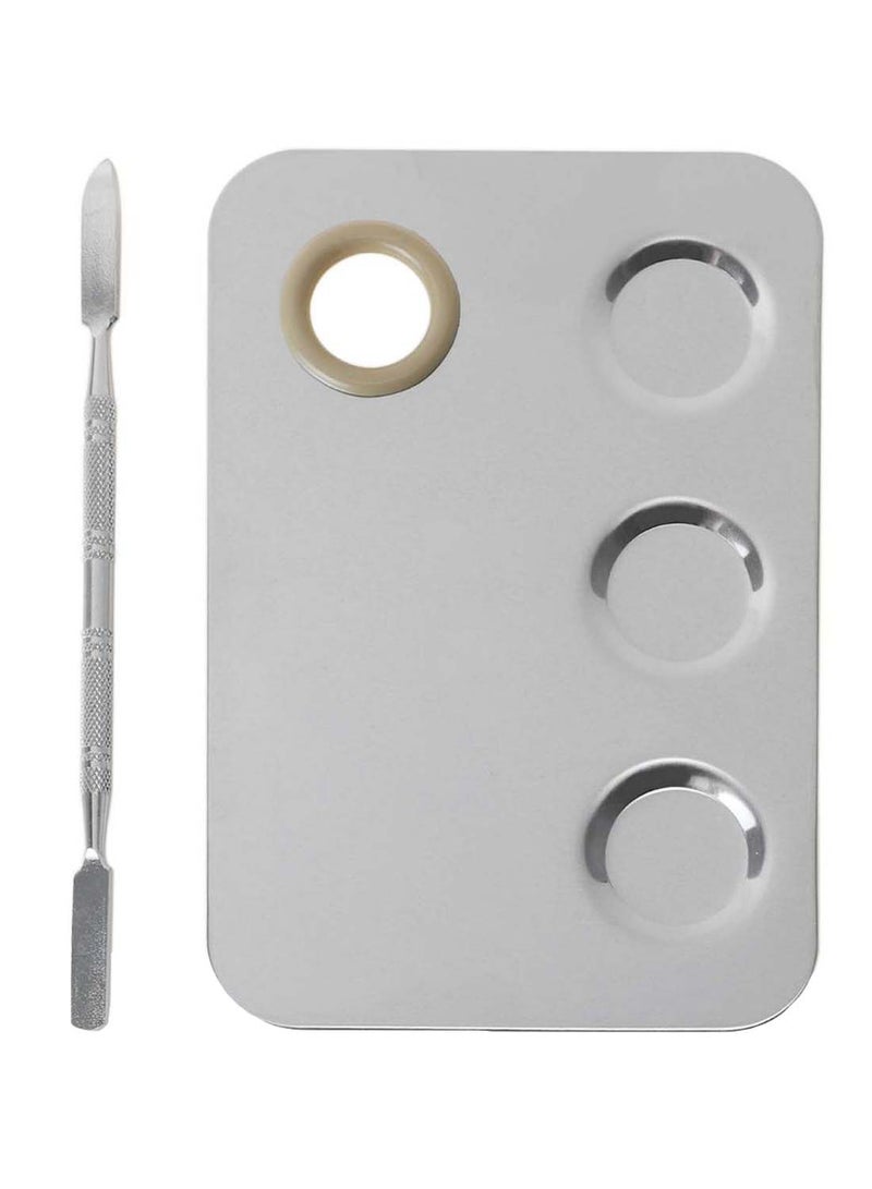 KissDate Makeup Mixing Palette With Spatula Silver  - Image 1