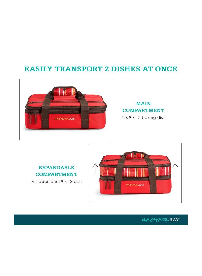Expandable Potlucker Food Bag Red/Brown 16x10x5inch