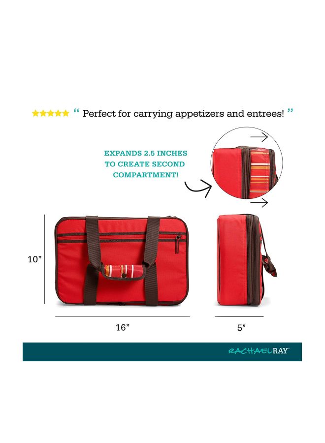 Expandable Potlucker Food Bag Red/Brown 16x10x5inch