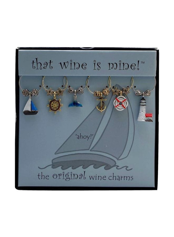 Wine Things 6-Piece Ahoy! Painted Charms Multicolour