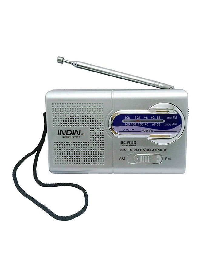 INDIN BC-R22 AM/FM Dual Band Mini Radio Receiver BC-R119 Grey  - Image 1