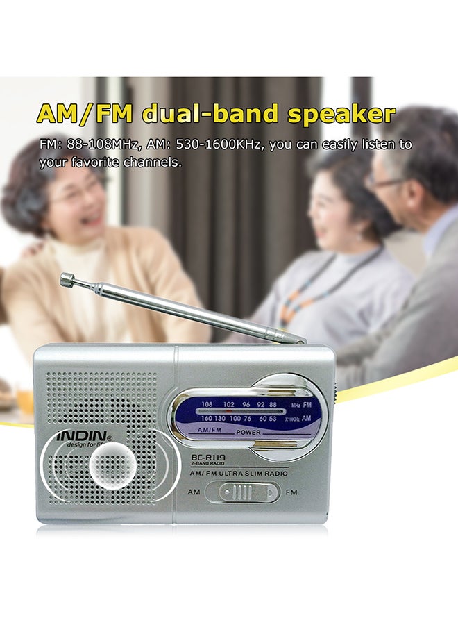 INDIN BC-R22 AM/FM Dual Band Mini Radio Receiver BC-R119 Grey  - Image 4