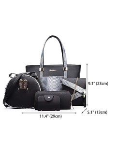 6-Piece Crocodile Tote Bag Set Black/Grey - v1578985965/N29783190A_3