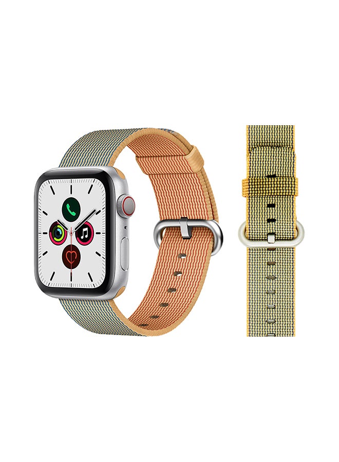 Perfii - Round Buckle Nylon Replacement Band For Apple Watch Series 5/4/3/2/1 Gold Blue - Image 1