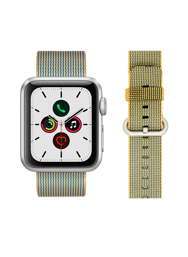 Perfii - Round Buckle Nylon Replacement Band For Apple Watch Series 5/4/3/2/1 Gold Blue - Image 1