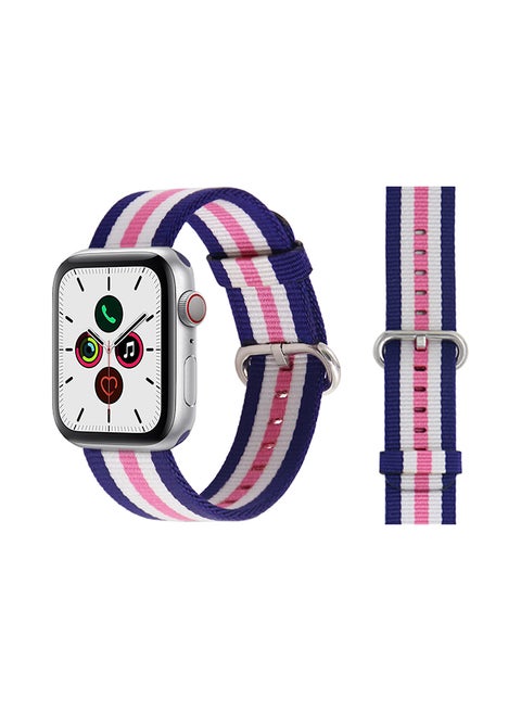 Round Buckle Nylon Replacement Band For Apple Watch Series 5/4/3/2/1 Pink Stripe