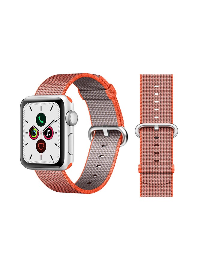 Perfii - Round Buckle Nylon Replacement Band For Apple Watch Series 5/4/3/2/1 Space Orange - Image 1
