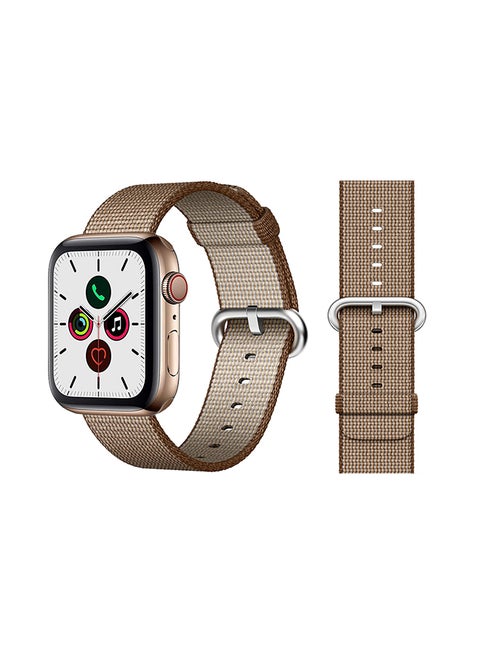 Round Buckle Nylon Replacement Band For Apple Watch Series 5/4/3/2/1 Coffee Brown