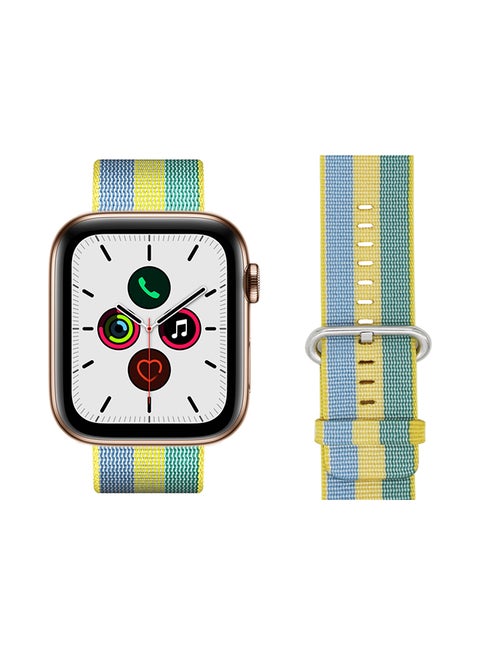 Round Buckle Nylon Replacement Band For Apple Watch Series 5/4/3/2/1 Pollen Yellow