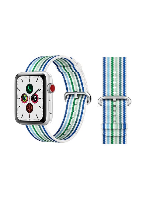 Round Buckle Nylon Replacement Band For Apple Watch Series 5/4/3/2/1 White Blue