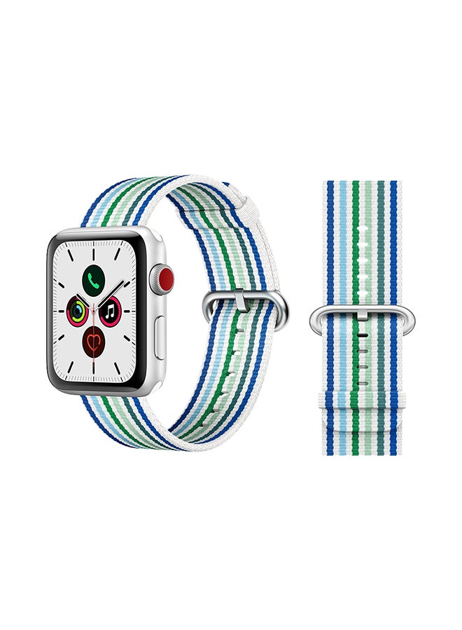 Perfii - Round Buckle Nylon Replacement Band For Apple Watch Series 5/4/3/2/1 White Blue - Image 1