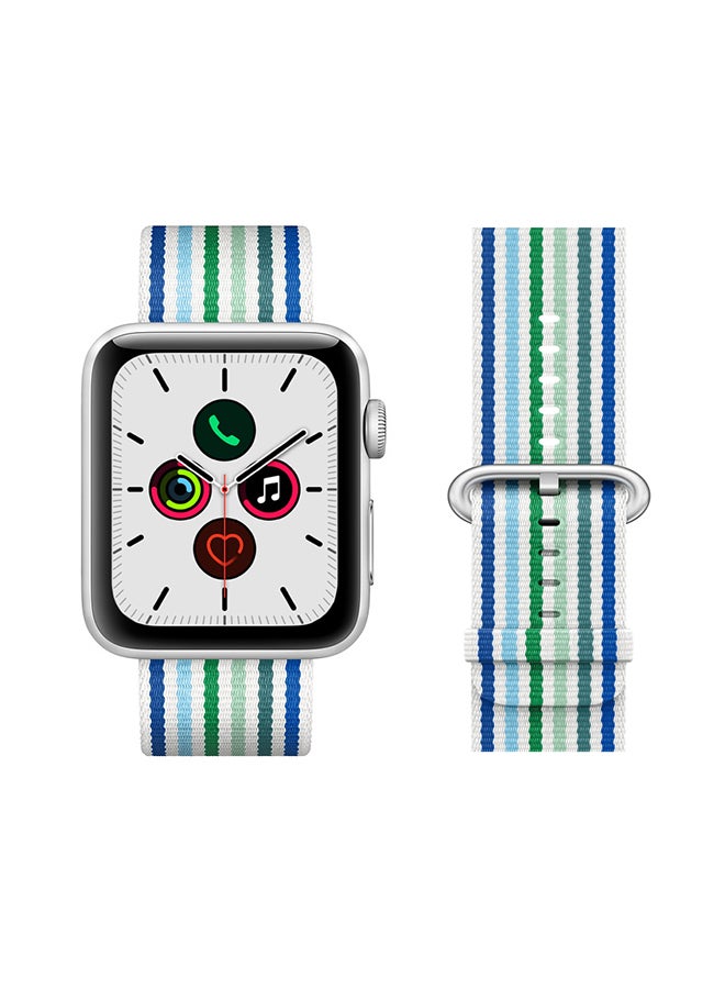 Perfii - Round Buckle Nylon Replacement Band For Apple Watch Series 5/4/3/2/1 White Blue - Image 1