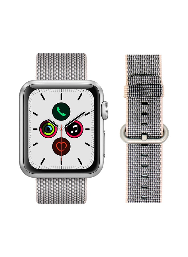 Perfii - Round Buckle Nylon Replacement Band For Apple Watch Series 5/4/3/2/1 Pearl - Image 1