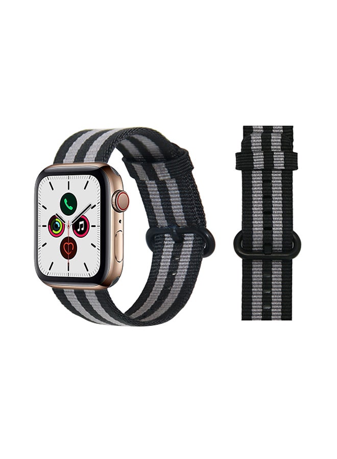 Perfii - Round Buckle Nylon Replacement Band For Apple Watch Series 5/4/3/2/1 Black Grey - Image 1