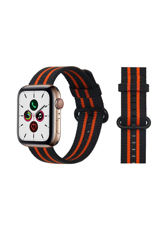 Perfii - Round Buckle Nylon Replacement Band For Apple Watch Series 5/4/3/2/1 Black Orange - Image 1