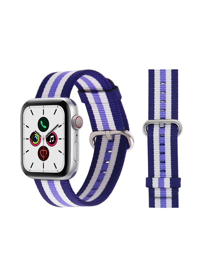 Perfii - Round Buckle Nylon Replacement Band For Apple Watch Series 5/4/3/2/1 Purple Stripe - Image 1