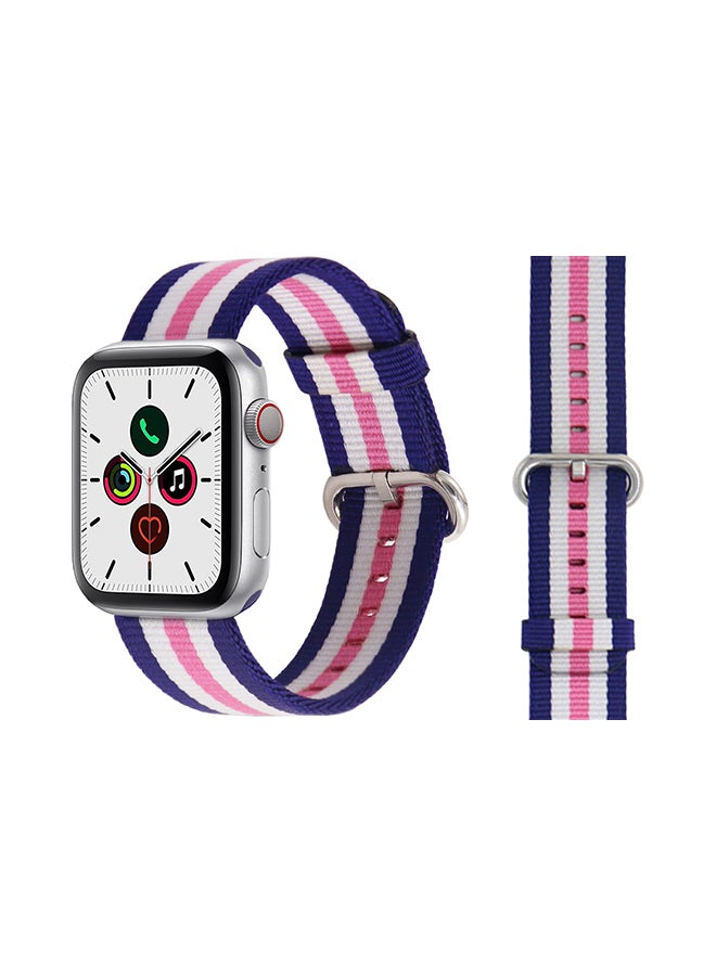 Perfii - Round Buckle Nylon Replacement Band For Apple Watch Series 5/4/3/2/1 Pink Stripe - Image 1