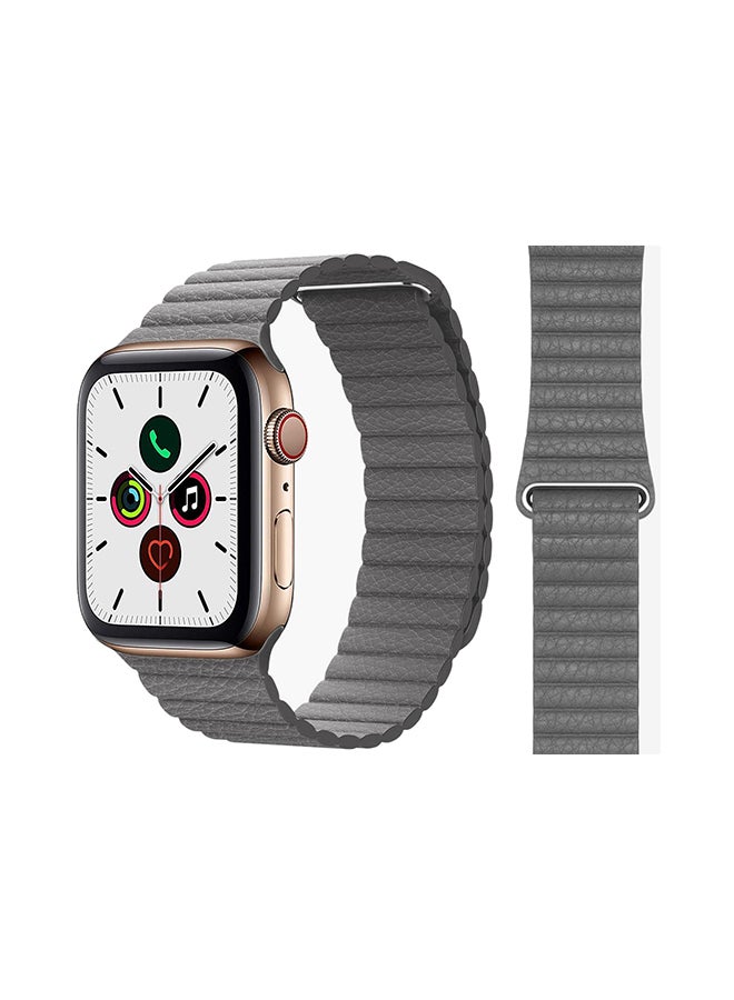 Perfii - Stylish Leather Band For Apple Watch Series 5/4/3/2/1 Grey - Image 1