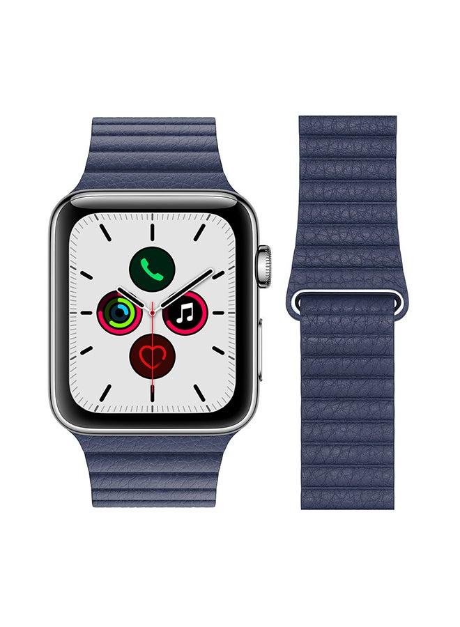 Perfii - Stylish Leather Band For Apple Watch Series 5/4/3/2/1 Midnight Blue - Image 1