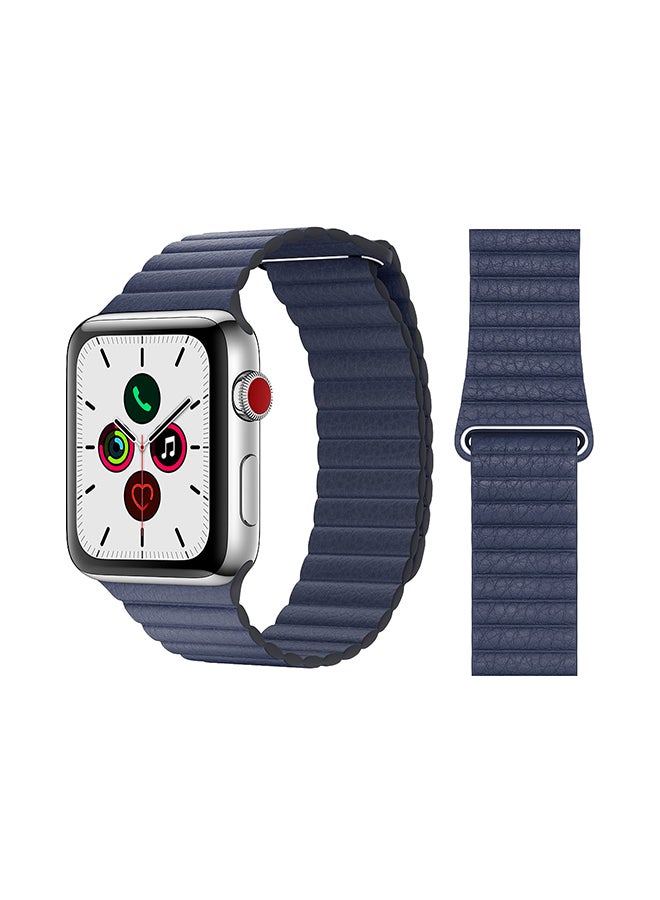 Perfii - Stylish Leather Band For Apple Watch Series 5/4/3/2/1 Midnight Blue - Image 1