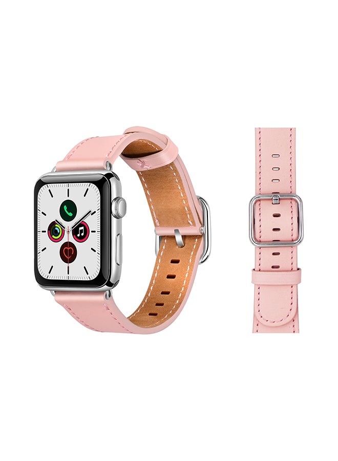 Perfii - Genuine Leather Replacement Band For Apple Watch Series 5/4/3/2/1 Pink - Image 1