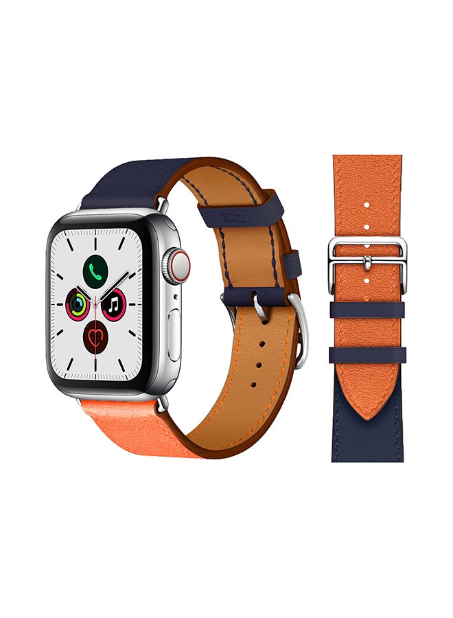Perfii - Stylish Band For Apple Watch Series 5/4/3/2/1 Indigo/Orange - Image 1