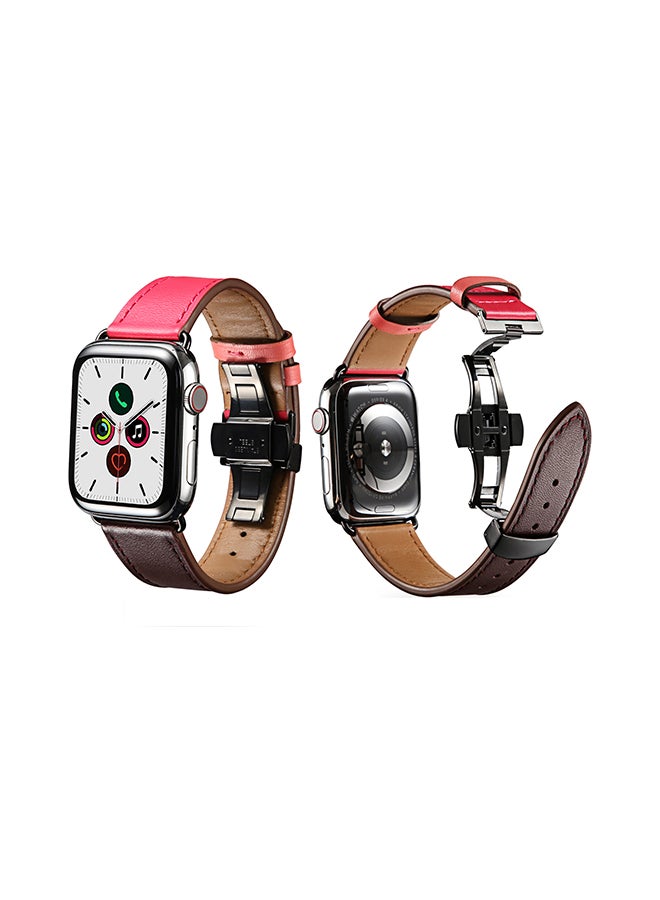 Perfii - Stylish Band For Apple Watch Series 5/4/3/2/1 Red Dark/Brown - Image 1