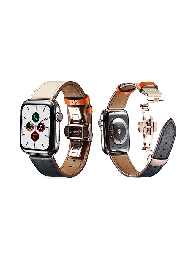 Perfii - Stylish Band For Apple Watch Series 5/4/3/2/1 Indigo/Cream - Image 1