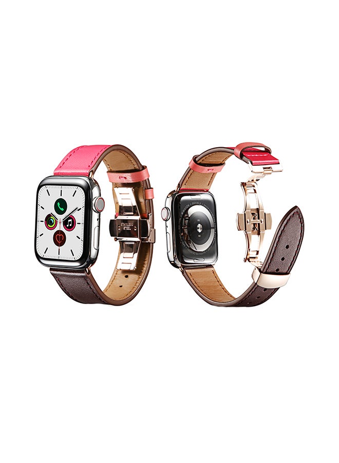 Perfii - Stylish Band For Apple Watch Series 5/4/3/2/1 Red Dark/Brown - Image 1