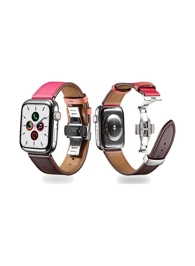 Perfii Stylish Band For Apple Watch Series 5/4/3/2/1 Red/Dark Brown