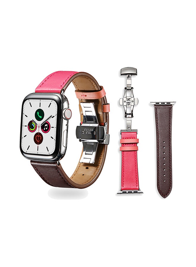 Perfii - Stylish Band For Apple Watch Series 5/4/3/2/1 Red Dark/Brown - Image 1