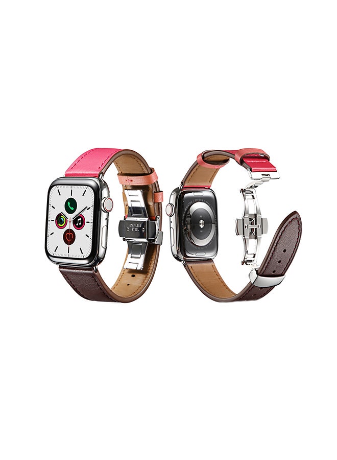 Perfii - Stylish Band For Apple Watch Series 5/4/3/2/1 Red Dark/Brown - Image 1