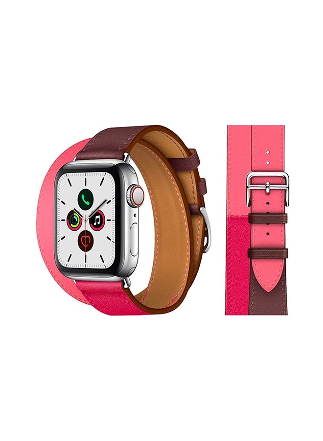 Perfii Double Tour Replacement Band For Apple Watch Series 5/4/3/2/1 Wine/Red