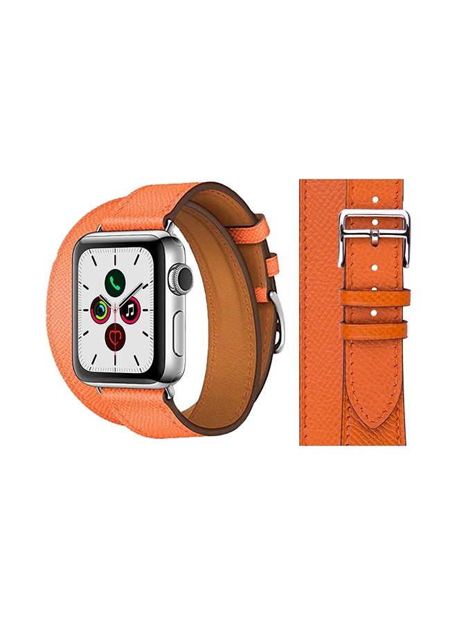 Perfii - Double Tour Replacement Band For Apple Watch Series 5/4/3/2/1 Orange - Image 1